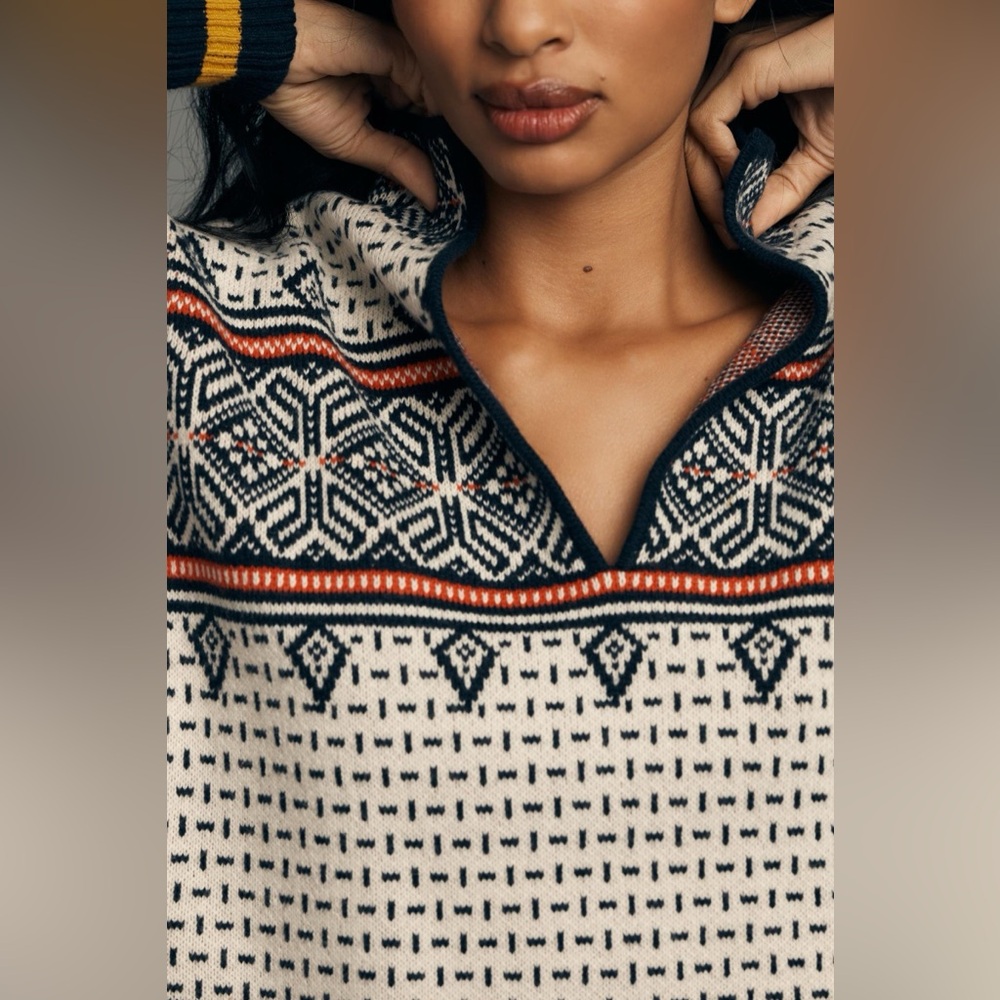Anthropologie Maeve Mock Neck Fairisle Sweater (Size XL) - Picture 4 of 6